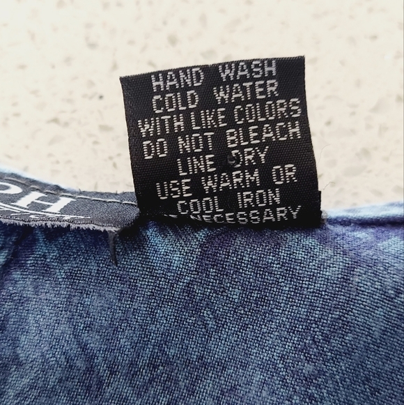 Chambray Denim Maxi Jumper Dress Womens Medium Embroidered Side Slits Tie Back - Picture 12 of 12